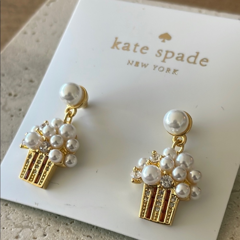 Kate Spade Gold and White ๐ฟ popcorn Earrings - Picture 2 of 4